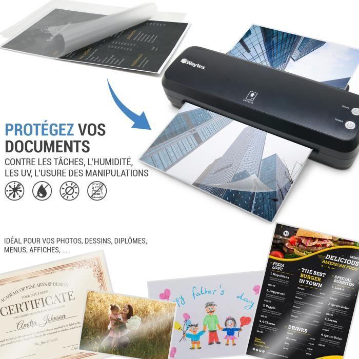 WAYTEX Pack 50 feuilles de plastification A4 75 microns finition brillante transparente