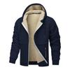 Autumn/Winter New Arrivals: Shearling-Lined Thickened Cardigan with Hood Men's Casual Shearling-Lined Jacket