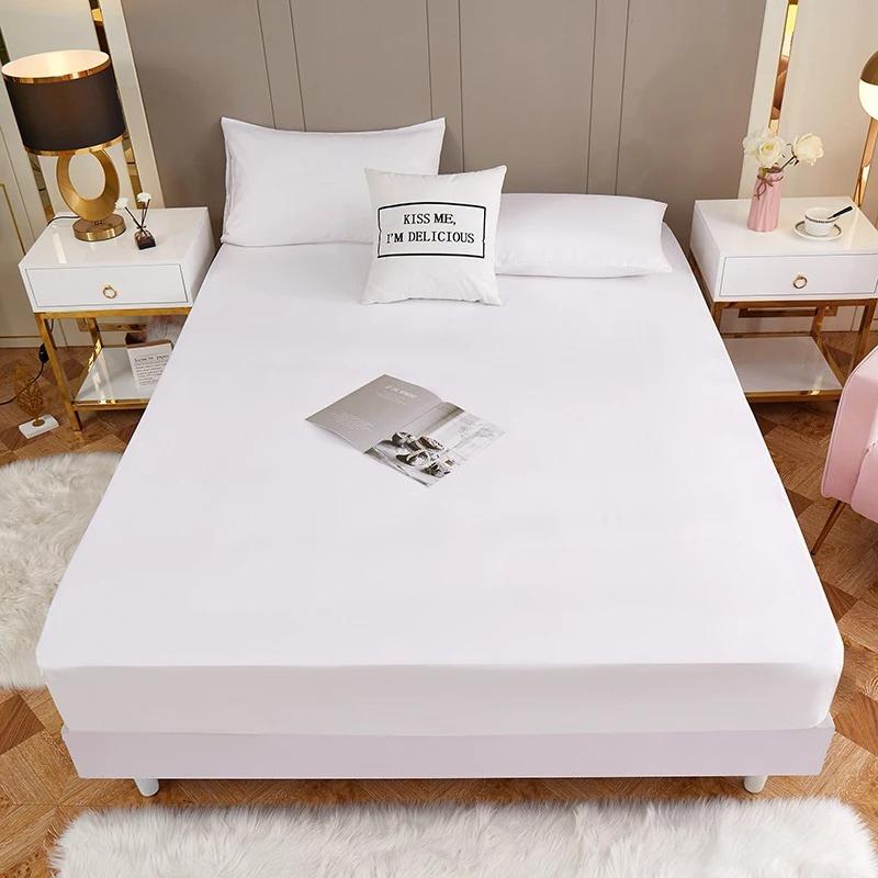 1 Piece of Solid Color Bed Sheet for Bedroom 100%Polyeste Elastic Band Around Bedding Fitted Sheet Only (excluding Pillowcases)