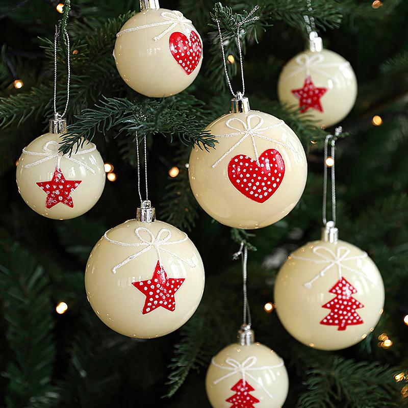 Christmas Home Decoration Cute Bow Design New Year Decoration Heart Pattern Exquisite Christmas Decorations Sweet Style 6PCS