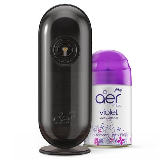 Godrej Aer Matic Kit (Machine + 1 Refill) - Automatic Room Fresheners with Flexi Control Spray| 2200 Sprays Guaranteed | Lasts Up To 60 Days (225ml)