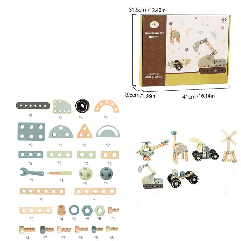 Wooden Diy Nut Combination Creative Screw Toy For Children Educational Building Blocks Puzzle Game