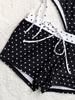 Set Bikini Două Piese cu Imprimeu Buline și Pantaloncini Set Trei Piese Elegant Modest