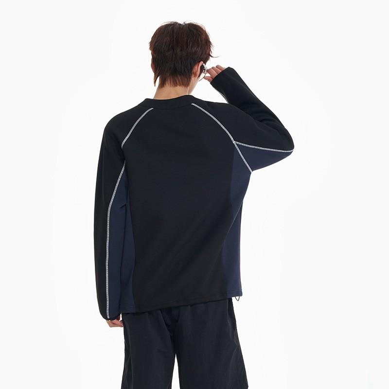 Mens 2026 Fall Winter Color Block Half Zip Sweatshirt Loose Casual Long Sleeve Top