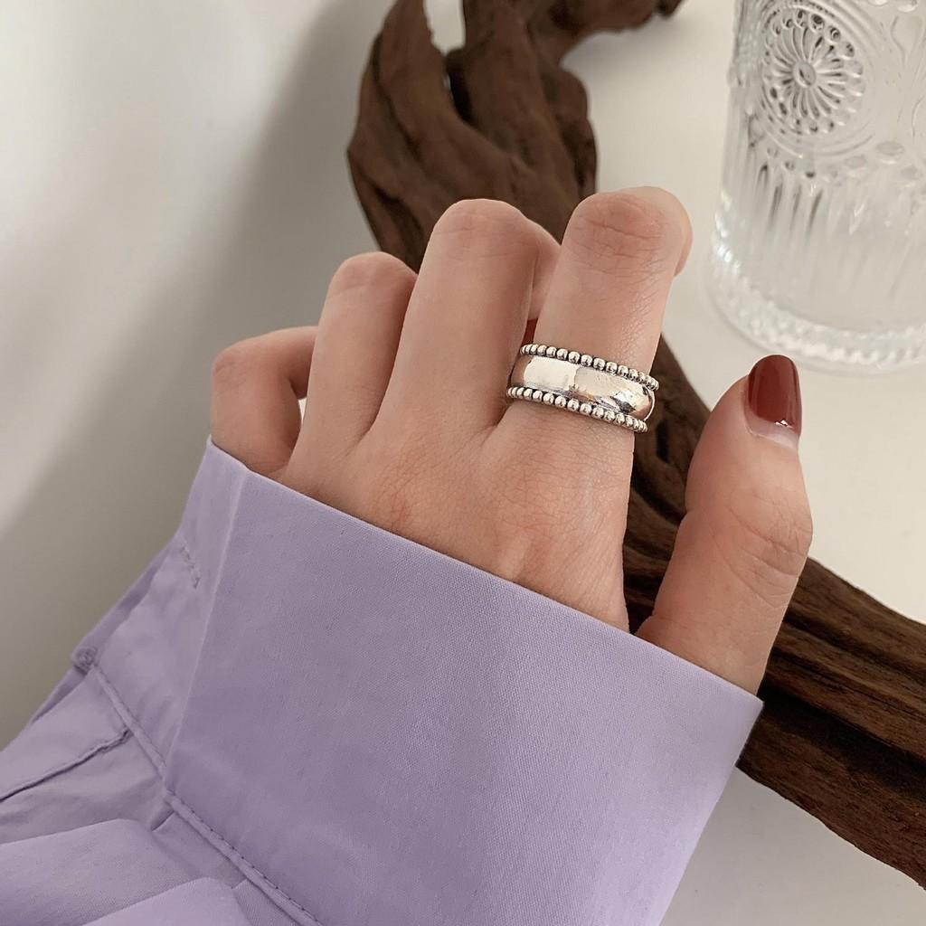 Minimalist Unique Womens Silver Ring With Elegant Geometric Shape Adjustable Size