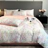 Flower Printed Duvet Cover Set Satin Silk Bed Cover Sets for Summer Queen/King Size Silky Plumones De Cama Coolling Bedding Set