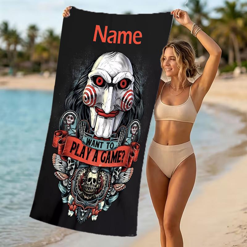Customizable Personalized Beach Towels Billy the Puppet Themed designs.Suitable for the Beach, Yoga, Sports;ideal As Beach Accessories