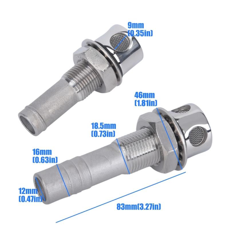 Boat Vent Fitting 316 Stainless Steel 16 mm Screened Straight Outlet with Threaded Body for Marine Ventilation Use