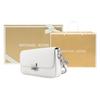 Michael Kors MK Bradshaw Solid Color Minimalist Flap Commuter Chain Leather Baguette Shoulder Bag Women Shoulder Bag Pure-White 30S1S2BL1L-085