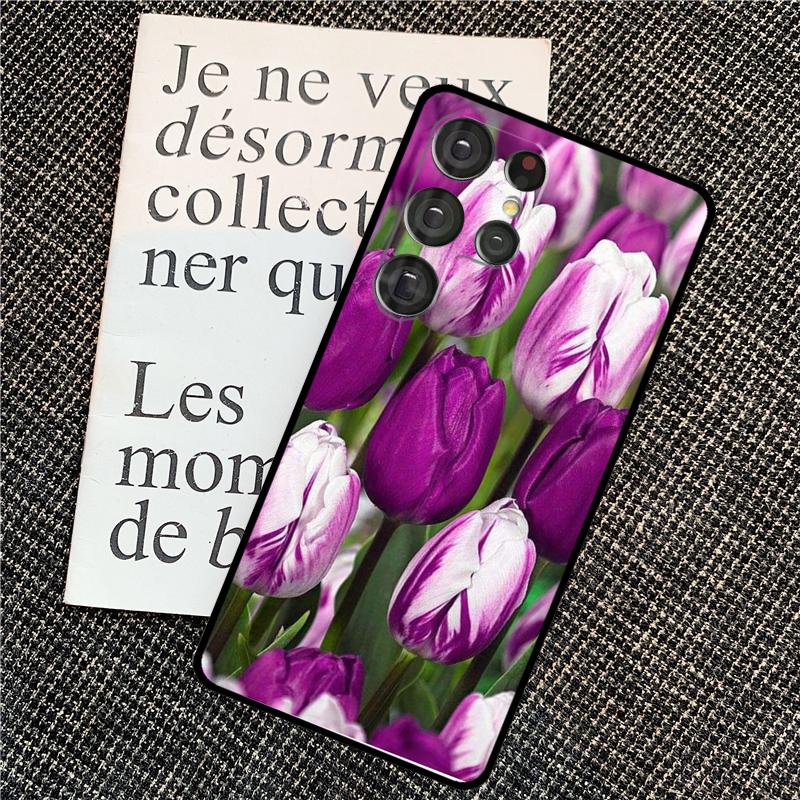 Spring Tulips Flower Case For Samsung Galaxy S25 Ultra S20 S21 S22 S23 S24 Ultra S9 S10 Plus S25 FE Back Cover