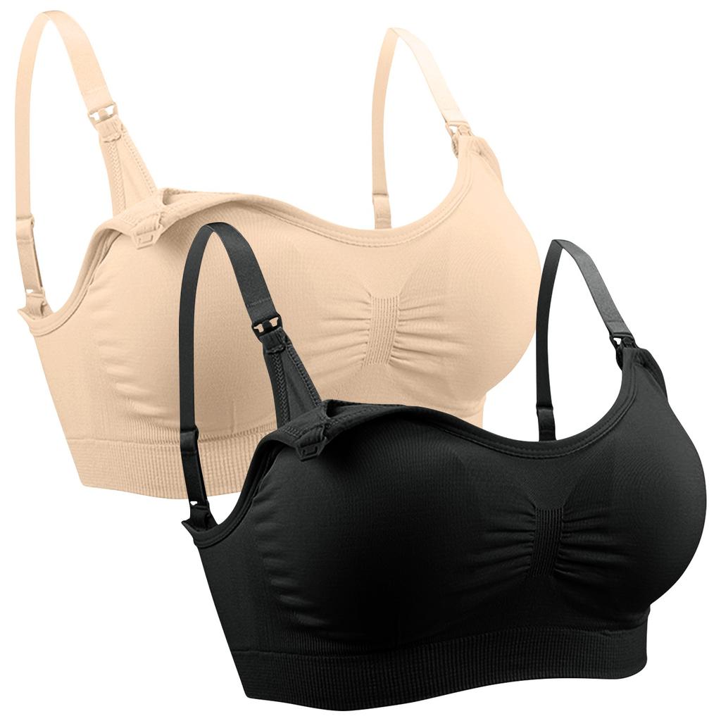 Maternity Nursing Bra Wireless Front Button Large Size Breastfeeding Bra Set Seamless Supportive Soft Fabric Comfortable Fit
