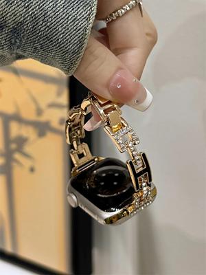Bracelet en métal Mode Pour Apple Watch bracelet maillons femmes Série 11/8/7/6/10/9 40mm 41mm 38mm 42mm 44mm 45mm 46mm Sangle