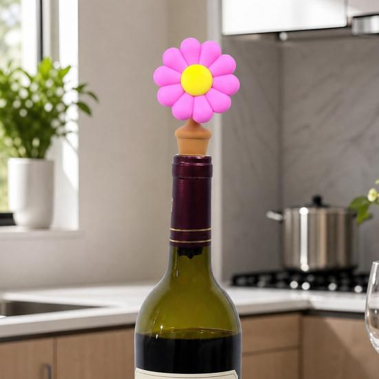 Sunflower Silicone Bottle Stopper, Creative Wine Seal for Home, Reusable Leakproof Cap for Beer Oil Bottle