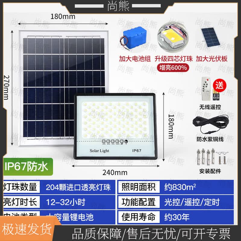 High-Power Solar Outdoor Floodlight