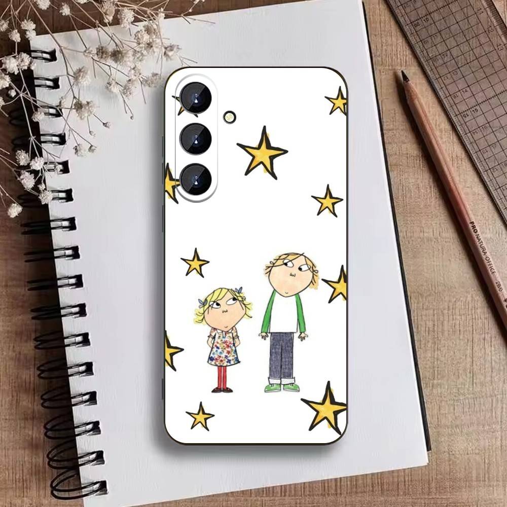 F-Charlie and Lola Cartoon Phone Case For Samsung Galaxy A73,21,22,32,71,53,52,51,80,5G Soft Black Cover