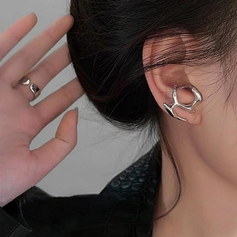 Fashion Liquid Metal Hollow Stud Earring Vintage Unusual Silver Color Irregular Metal Earrings For Women Jewelry