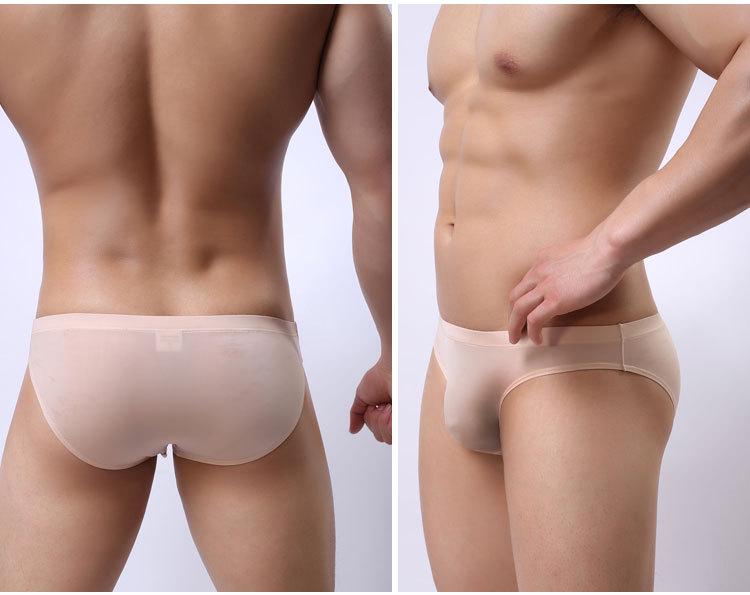 Men's Ice Silk Triangle Briefs: Transparent, Sexy, Solid Color, Loose Waistband.
