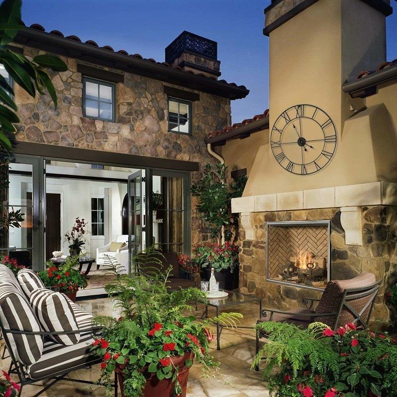 Velké venkovní zahradní nástěnné hodiny kovové římské číslo 40/47CM kulatý obličej Černé zlato domácí dekorace