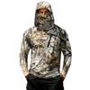 Men's Casual Leaf Camouflage Print Hooded Long Sleeve Sun Protection Shirt Lightweight Breathable Outdoor Activewear Top for Hiking Fishing