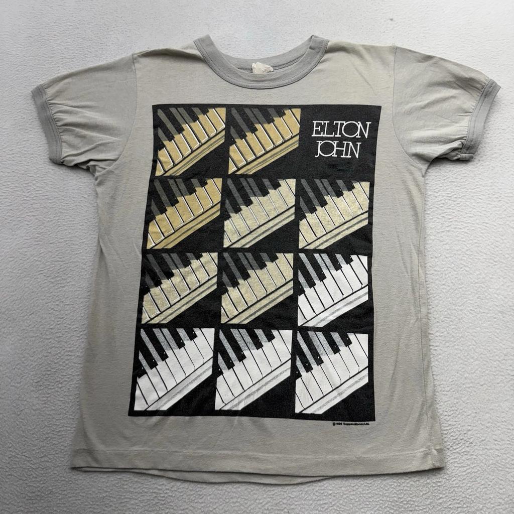 vtg Elton John World Tour 86/87 1986 1987 M Medium Tee T Shirt Racer ICE ON FIRE