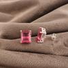 Gema de Turmalina Rosa Plata de Ley 925 Joyería Hecha a Mano Pendientes de Presión 0.4" Para Mujer EE-179-10