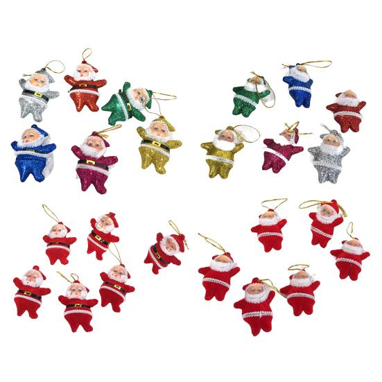 6 Pcs Santa Claus Ornaments for Tree Fabric Santa Claus Christmas Hanging Ornaments 3D Santa Doll Pendant for Holiday Xmas Tree Decor