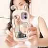 Korea 3d Cute Rabbit Ear Makeup Mirror Silicone Case For Iphone 14 13 11 12 Pro Max Xs Xr X 7 8 14 Plus Cartoon Shockproof Cover