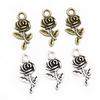 21x10mm 40pcs Antique Bronze Plated Flower Rose Handmade Charms Pendant:DIY for Bracelet Necklace