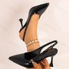 Womans Pumps Spring New Fashion Pointed Toe Slingbacks Sandals Simple Versatile Black Stiletto High Heel Shoes Sandales À Talons