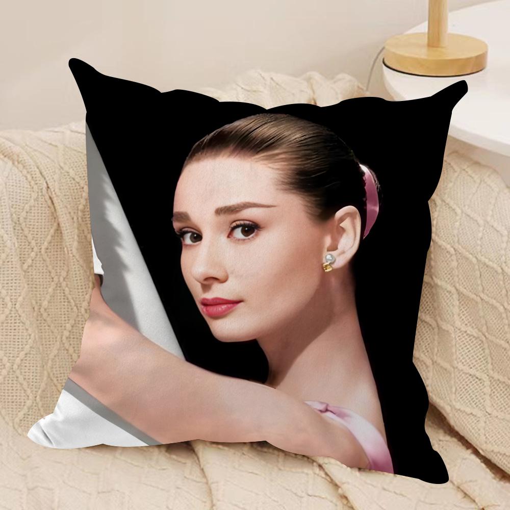 Federa Cuscino Classica A-Audrey H-Hepburn Peluche Corto Setoso Cerniera Invisibile Antipolvere Federa Cuscino Divano Per Decorazione Casa