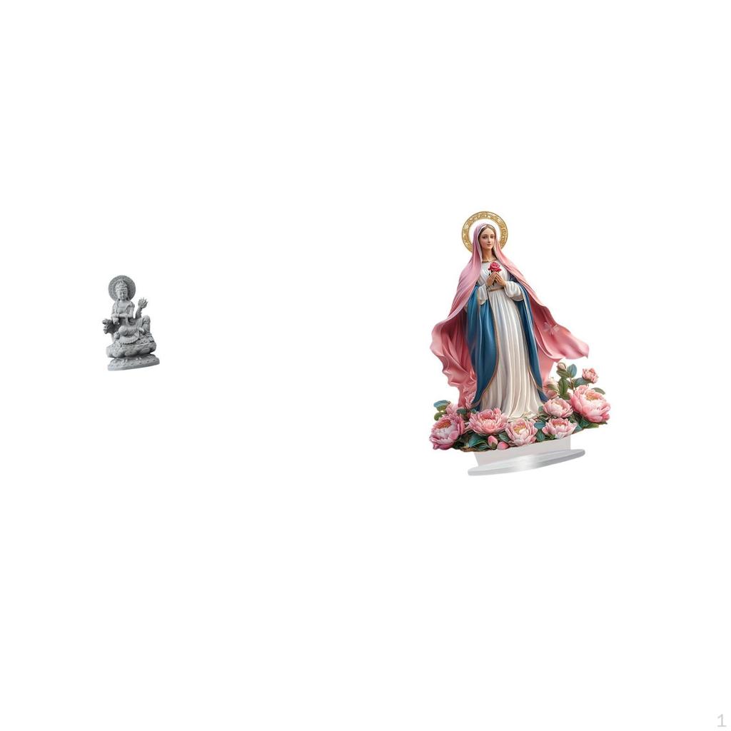 Guan Yin Figurine Feng Shui Female Buddha Sculpture Chinese Indoor Table Centerpiece Acrylic