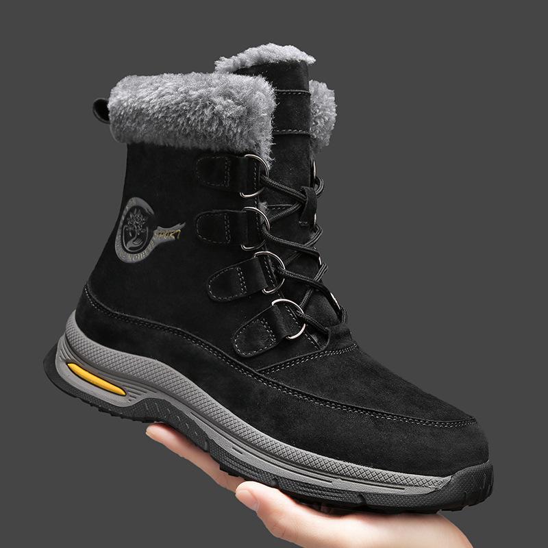 

Winter Northeast cold-proof snow boots men s thickened velvet waterproof warm non-slip cotton shoes retro tooling men s boots tide 38
