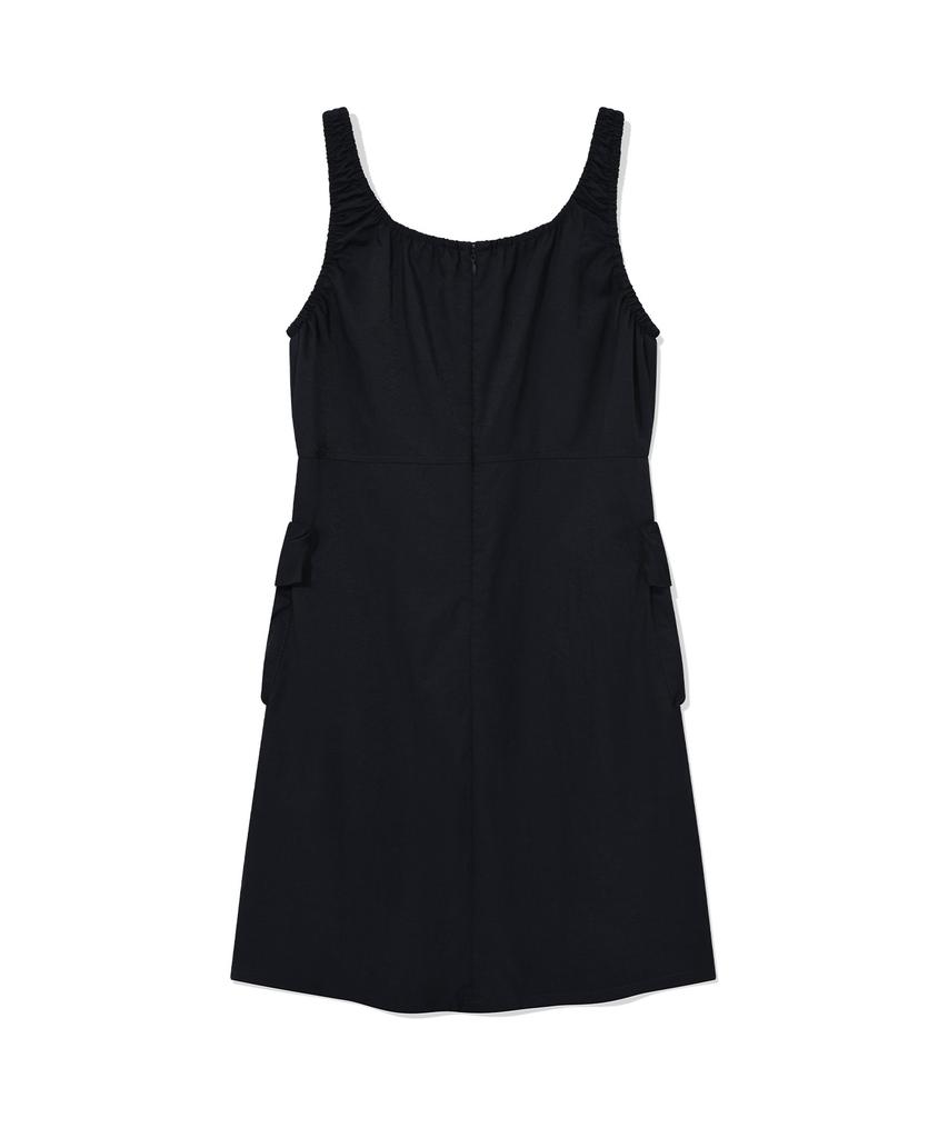 Covernat Woman Shirred Cargo Sleeveless Dress Navy