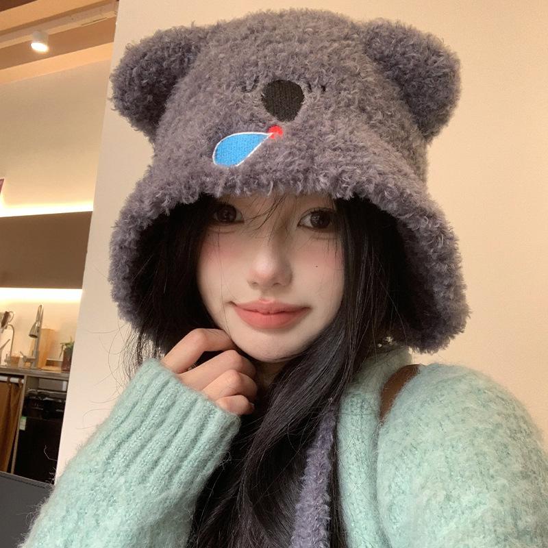 

Women s Versatile Koala Knit Beanie - Autumn/Winter 2025, Warm & Stylish for Large Head Sizes серый