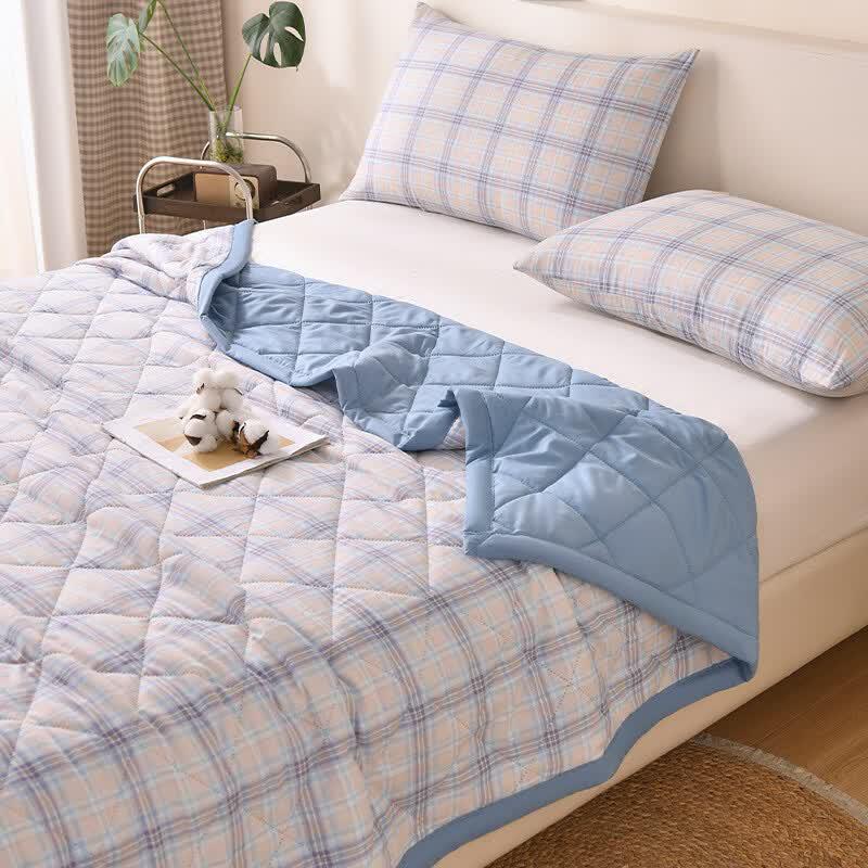 Muji Style Washed Cotton Plaid Summer Quilt