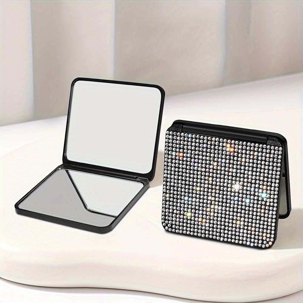 Foldable Design Pocket Mirror Lightweight Foldable Mirror Sparkling Square Mirror  Vanity Table Use