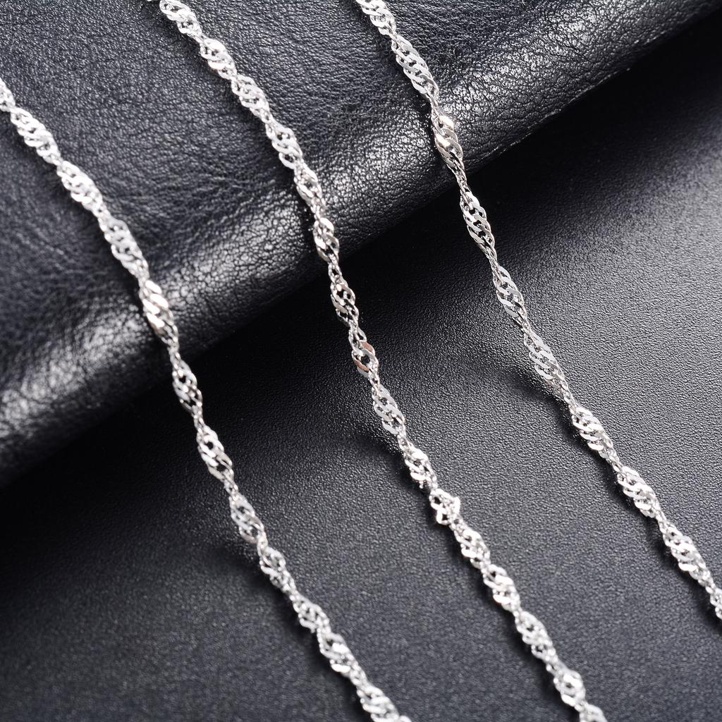 Dainty 2mm Stainless Steel Link Water Wave Chain Thin Necklace for Women Men Copper/Gold Color Neck Choker Collar Metal Jewelry