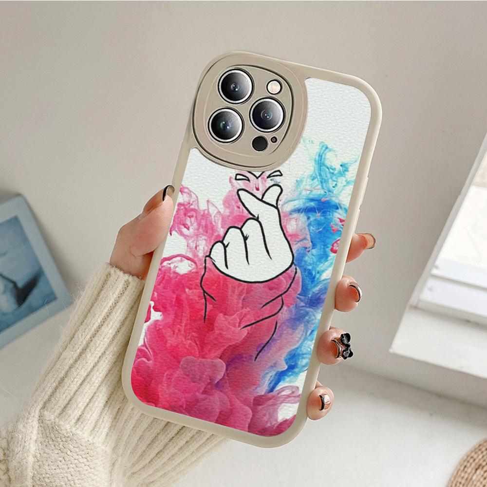 For Iphone 14 Fingertip Love Phone Case for Iphone 14 13 11 12 Pro MAX 13 12 MiNi 7 8 14 Plus X XS XR Lambskin Protective Covers