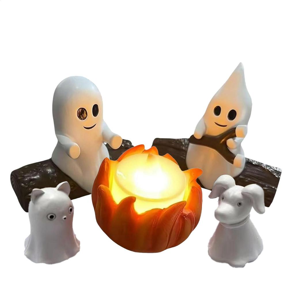1 Zestaw Dekoracja Ogniska z Duchem na Halloween Straszna Impreza Plenerowa Rekwizyty Nawiedzonego Domu Przerażająca Scena na Podwórku Dekoracja na Spotkanie Prezent