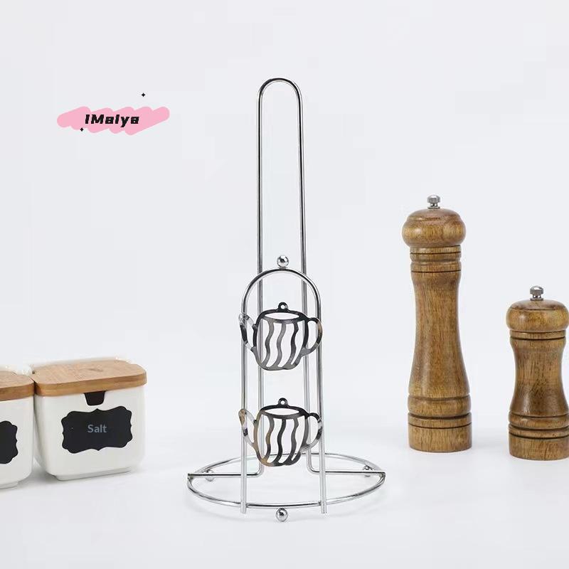 M-Modern Minimalist Iron Tissue Paper Towel Holder Stand Black/Silver Countertop Kitchen Dining Table Dispenser Elegant Decor