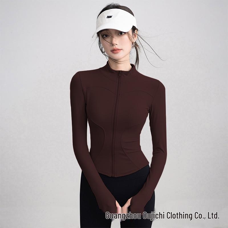Jachetă de vară sportivă stil coreean pentru femei, protecție solară - Top yoga cu fermoar, croială slim