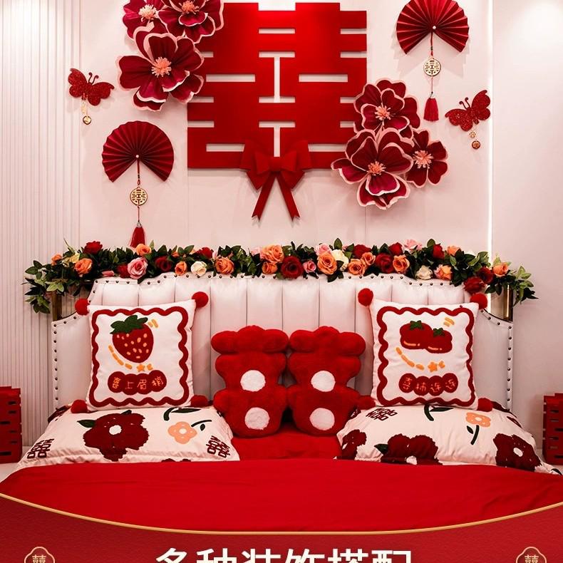 Wedding Room Crepe Paper Flower Decoration - Artificial Floral Arrangement for Bedroom Wall & Bedside, Engagement & Wedding Supplies