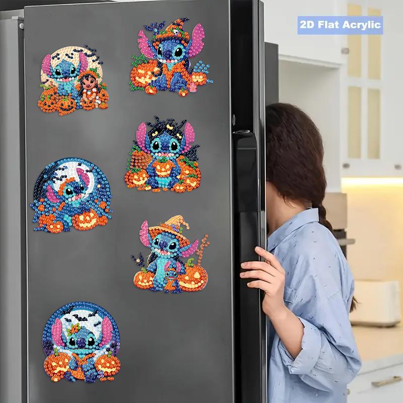 6Pcs Halloween Series Diamond Art Fridge Magnet Diamond Painting Refrigerator Magnet Diamond Painting Fridge Magnet for Adults Beginners