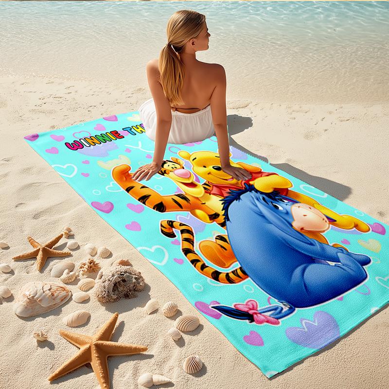 1Pc Winnie Pooh Adventure Beach Towel, Quick Dry, Multi-Use for Beach Pool Gym Yoga Home Travel, Christmas, Halloween, Xmas Gift S929576