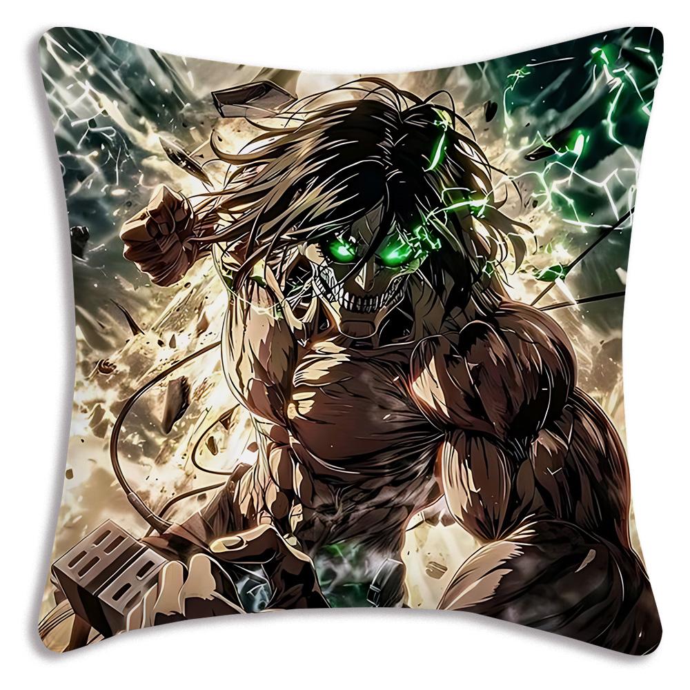 Anime Attacks on Titan Pillow Covers Cartoon Sofa Decorative Home Double-sided Printing Short Plush Cute Cushion Cover
