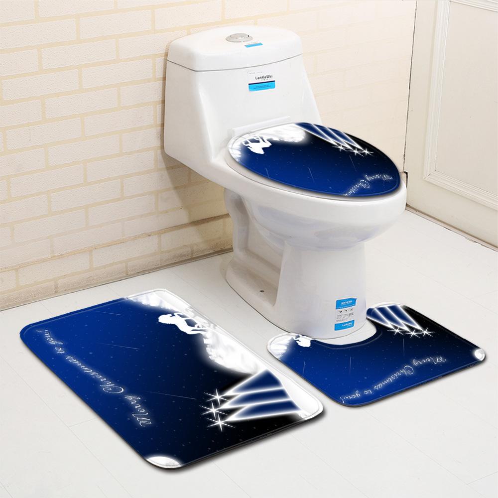 Christmas Bathroom Floor Mat Toilet Three-Piece Set
