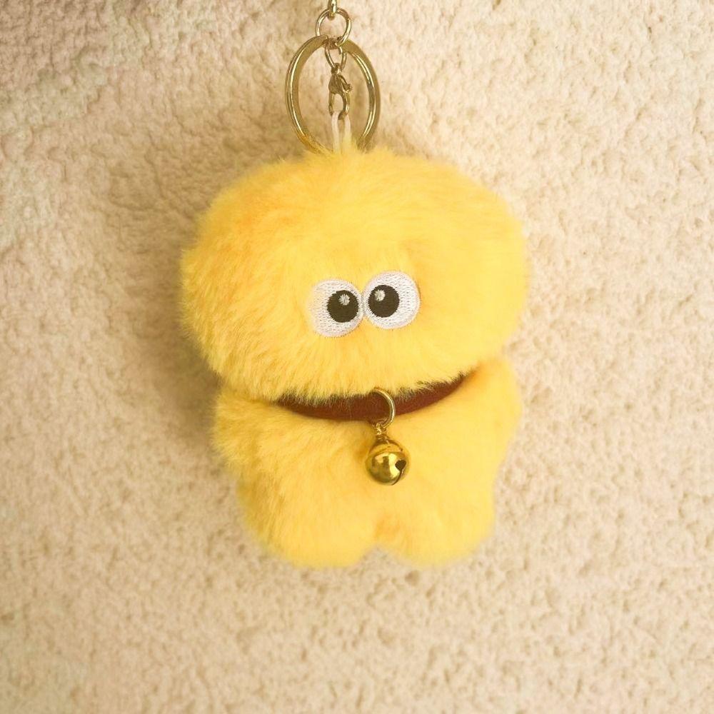 PP Cotton Big Eye Doll Pendant Fluffy Bell Hair Ball Key Chain  Female Lady Girl