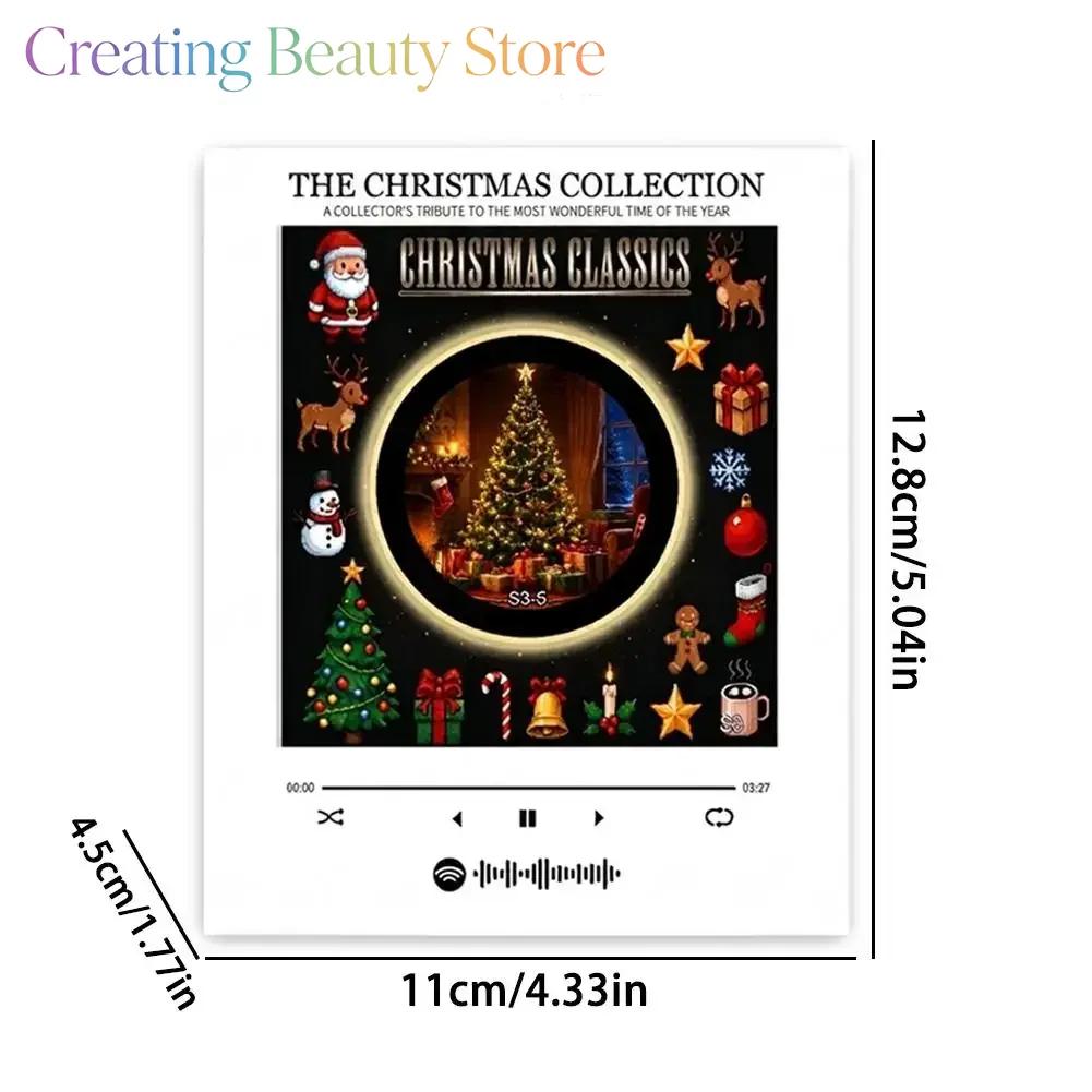 2026 Christmas Music Box Refrigerator Magnet Ambient Night Light Acrylic Music Player With 9 Replaceable Discs Fridge Ornament