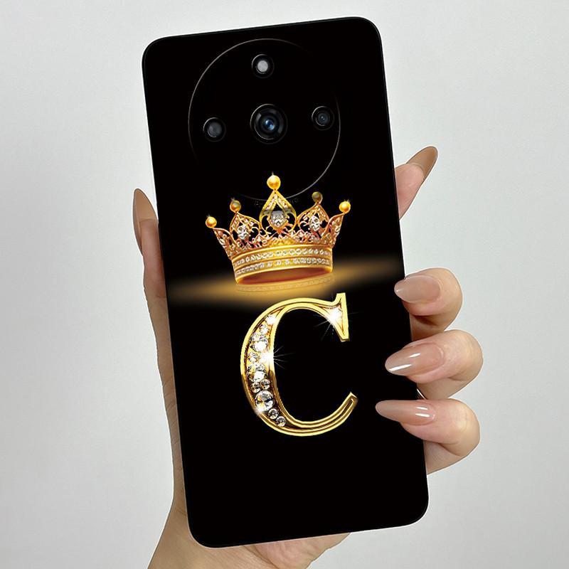 For Realme 11 Pro Plus 5G Fashion Initial Letter Couple Phone Case for Realme 11Pro 11 Pro+ Soft Silicone Lens Protective Casing