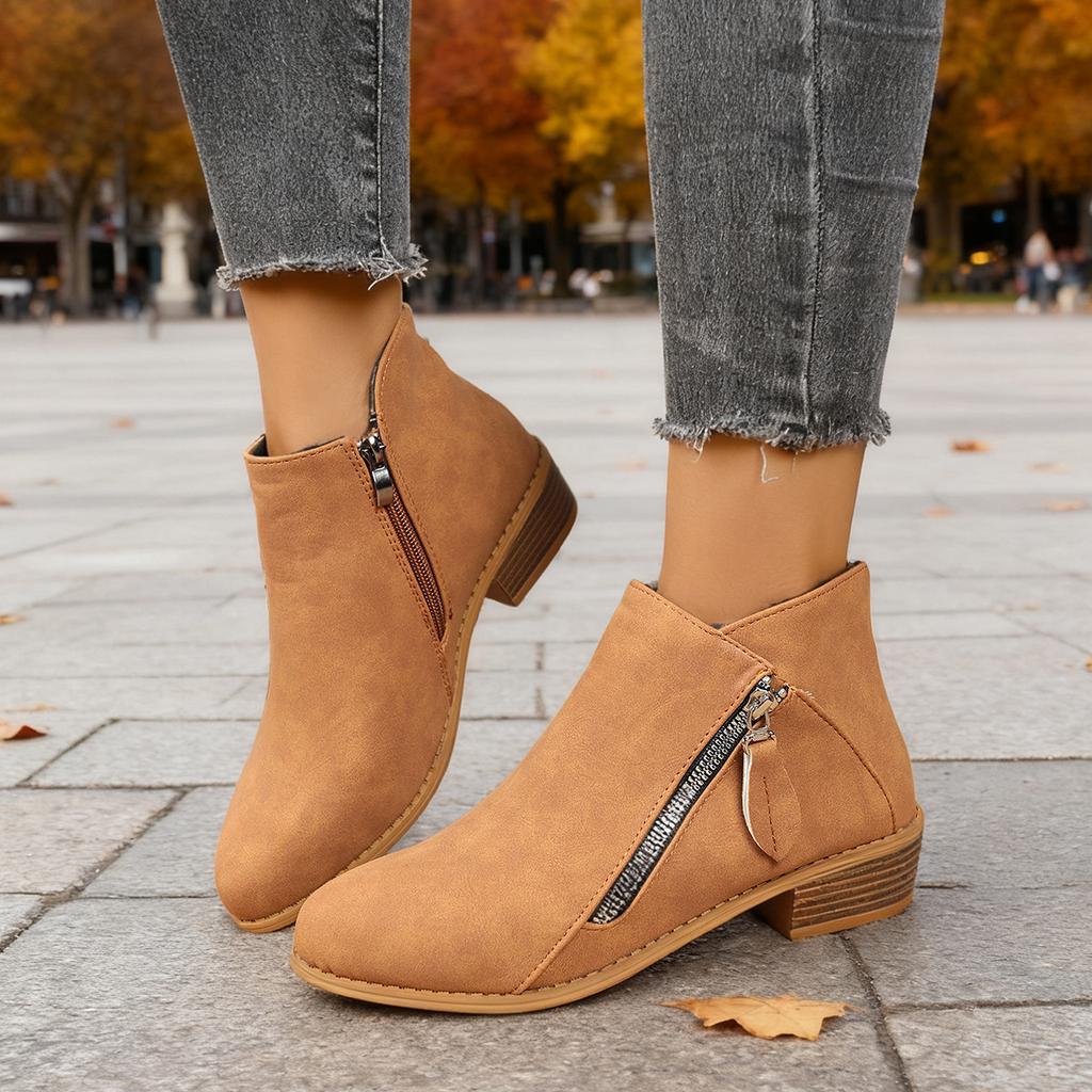 Booties for Women,Women's Casual Dress Low Heeled Booties. V Cut Fashion Thick Heel Design Shoes